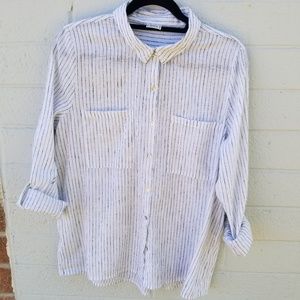 Pimkie Long Sleeve  Striped Linen Top